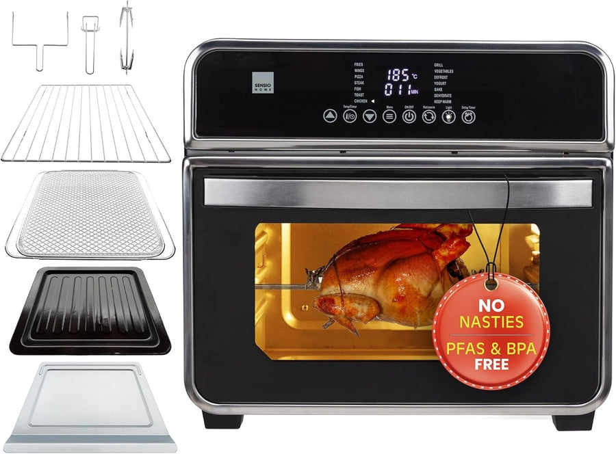 15L Air Fryer Oven Rotisserie Dehydrator 1600W Digital Presets Oil Free