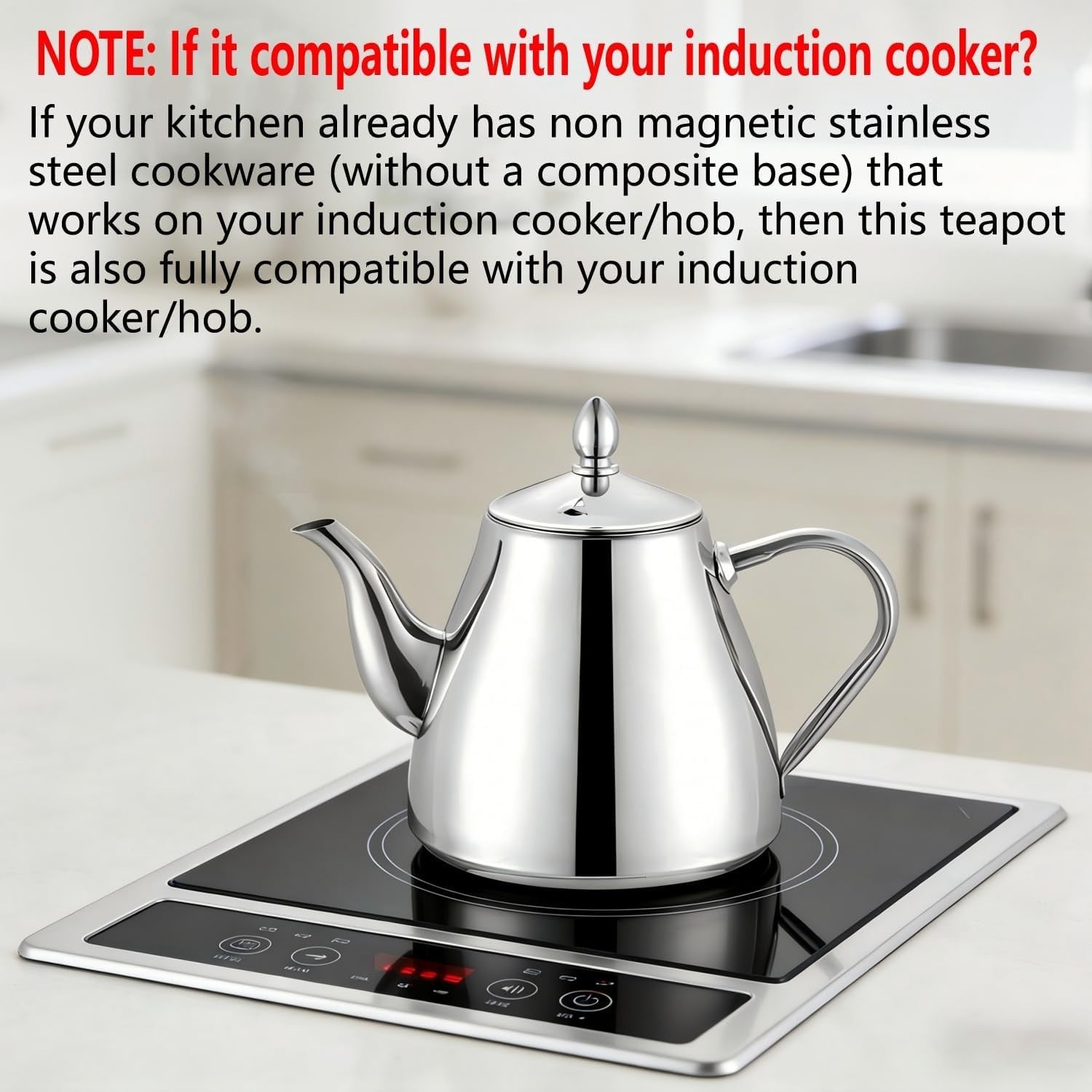 Stainless Steel Teapot 1.5L Tea Coffee Server Easy Pour Drip Free Pot