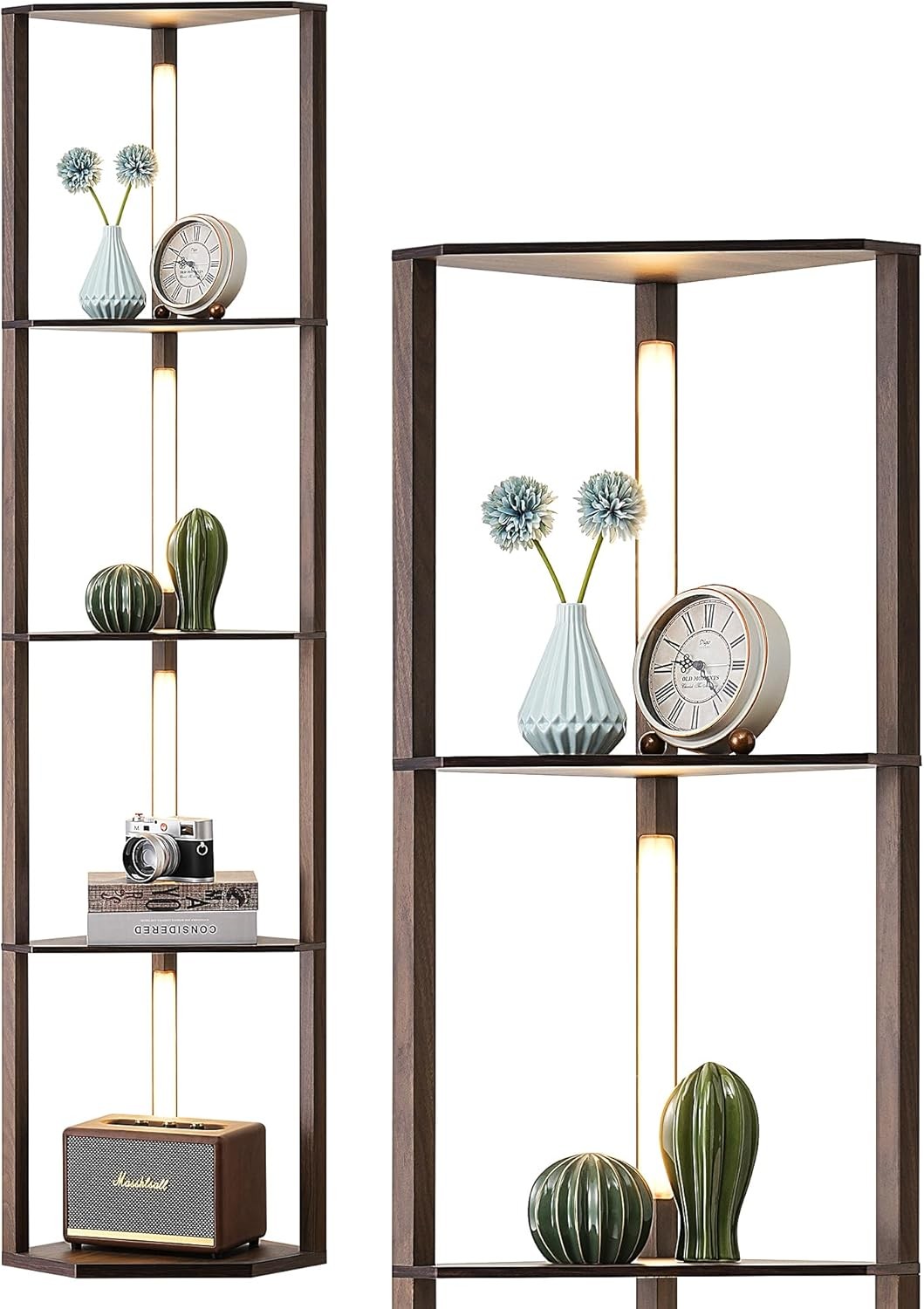 LED Floor Lamp with Shelves Dimmable Corner Standing Display Light