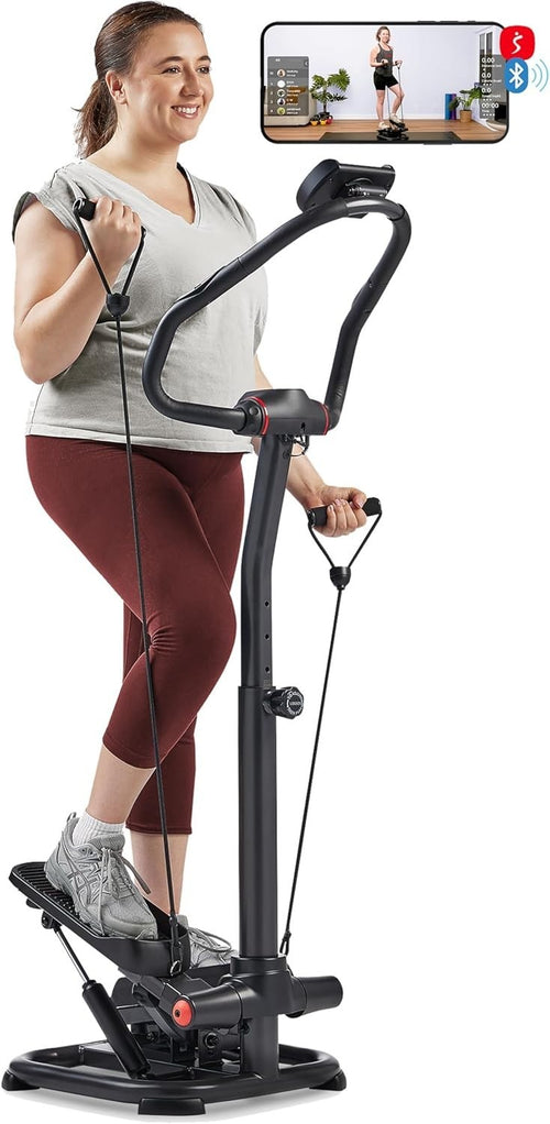 Heavy-Duty Stair Stepper for Home w/ Adjustable Height, LCD Monitor & Bands