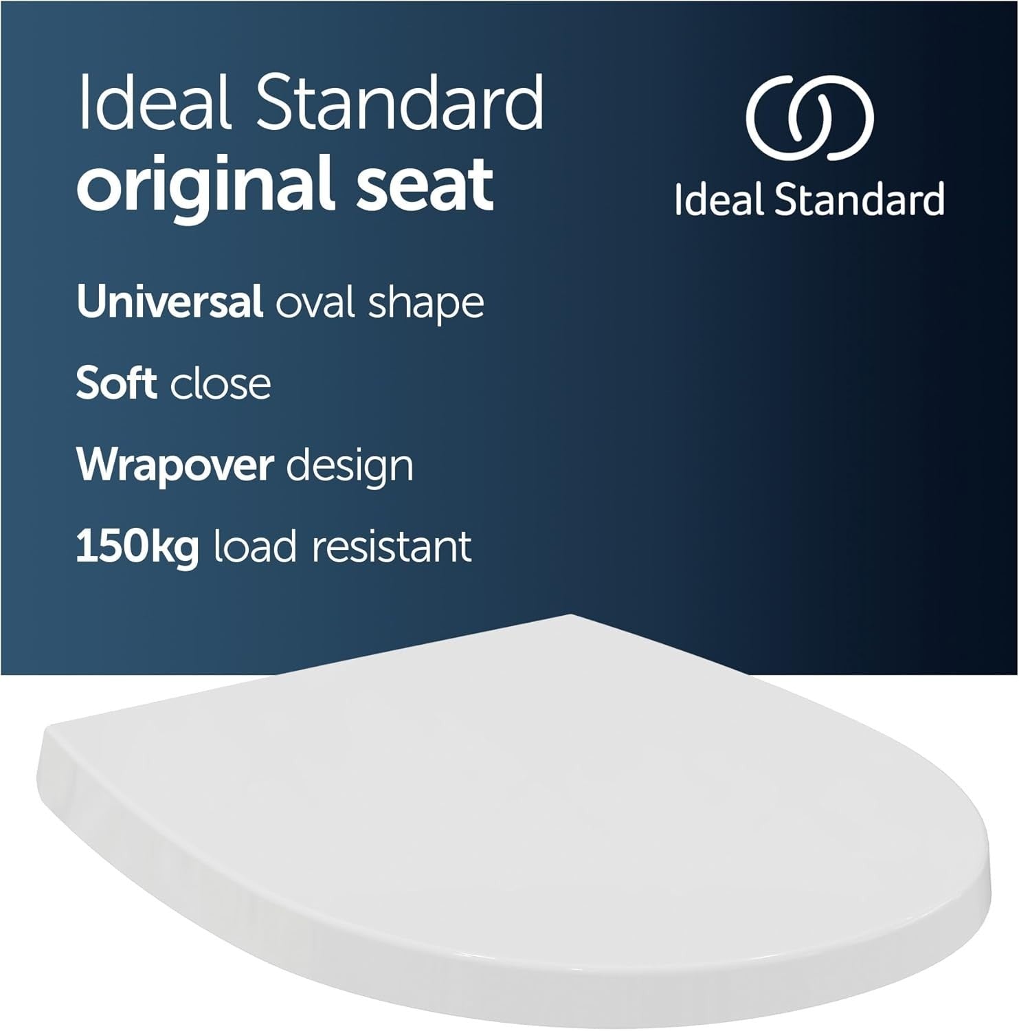 Tirso Oval Wrapover Soft Close Toilet Seat White Antibacterial Duroplast