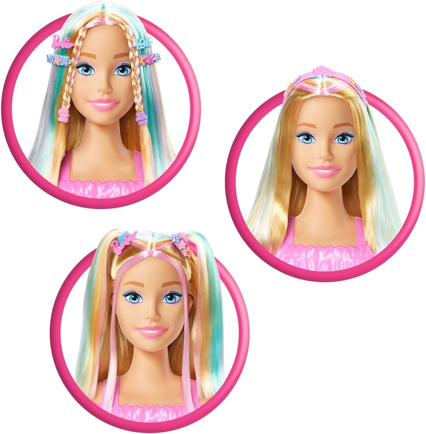 Kids Hair Styling Doll Head Playset w/ 20+ Accessories Color Change