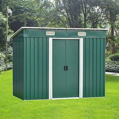 8x4 ft Metal Garden Shed Outdoor Storage Lockable Heavy Duty Tool Shed