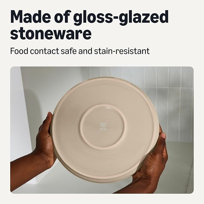 6pc Stoneware Dinner Plates 27cm Microwave Dishwasher Safe Neutral Grey