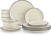 12 Piece Dinner Set for 4 Hand Painted Plates Bowls Ceramic Tableware