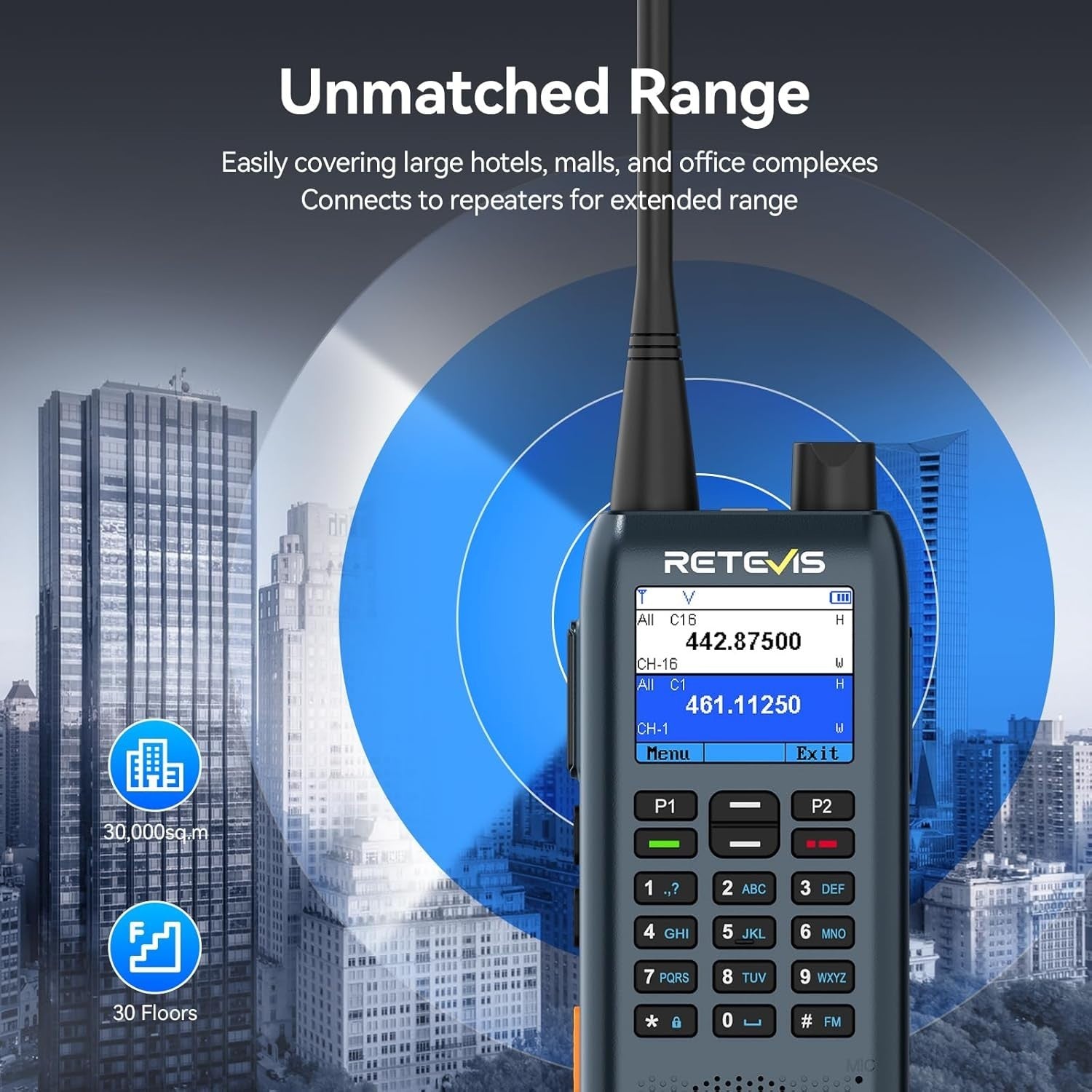 Dispatch Walkie Talkies 2 Pack LCD SMS Vibration Alert 2200mAh Radio