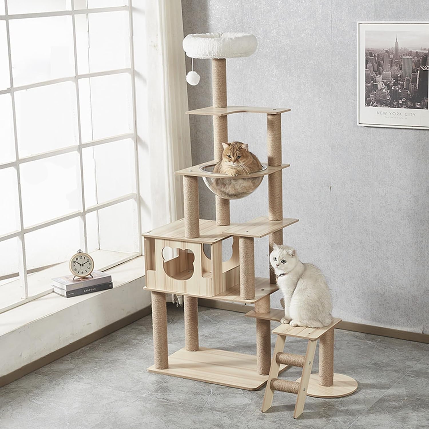 165cm Large Cat Tree Tower Indoor Condo Capsule Hammock Ladder Heavy Duty