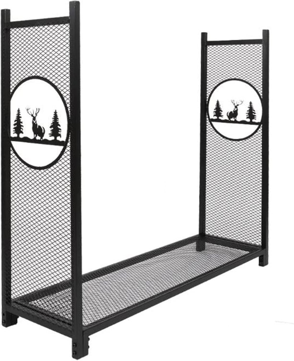 Heavy Duty Firewood Log Holder with Elk Design – Outdoor Indoor Rack 126x38x116c