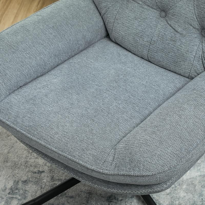 Grey Swivel Armchair Accent Chair Chenille Tufted Lounge Seat Home Office
