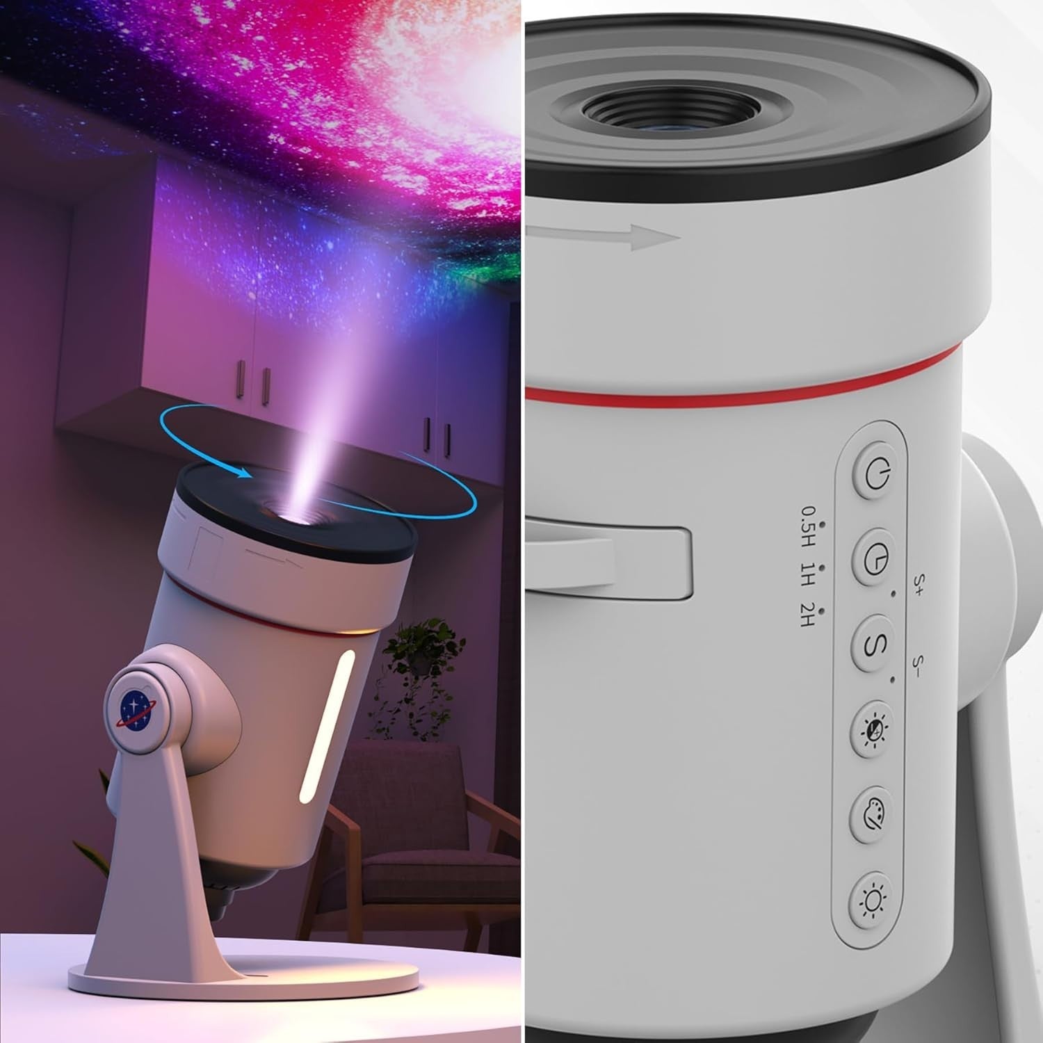 Galaxy Star Projector Planetarium 7 Color Night Light 10 Scene USB