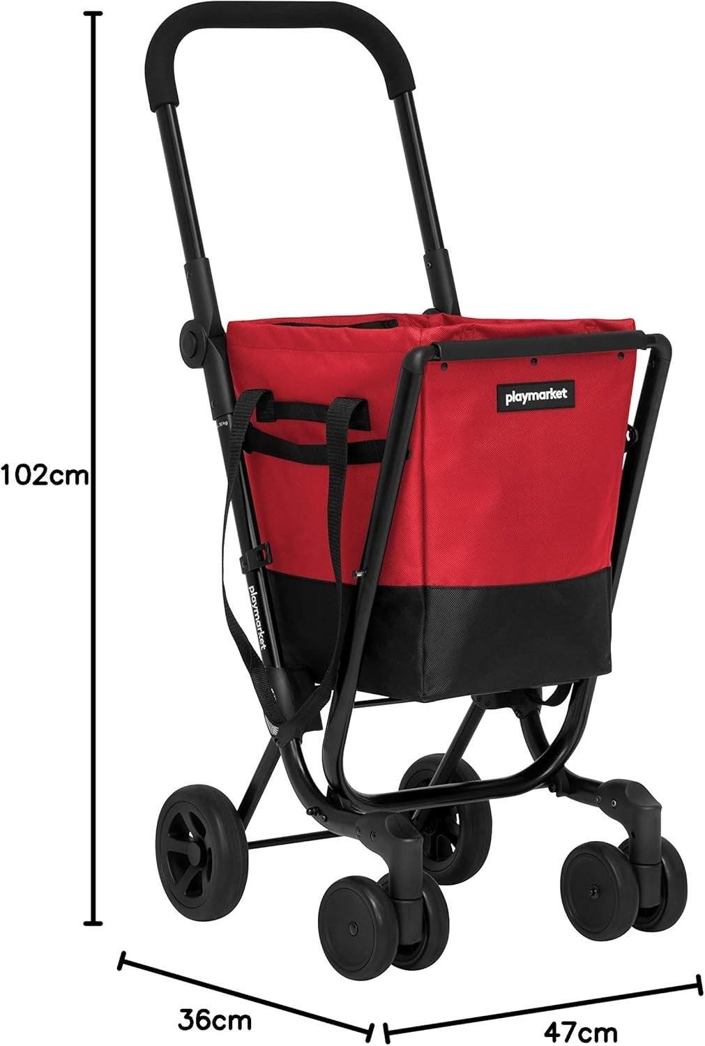 Foldable Cherry Shopping Trolley Cart 40L Waterproof Removable Bag