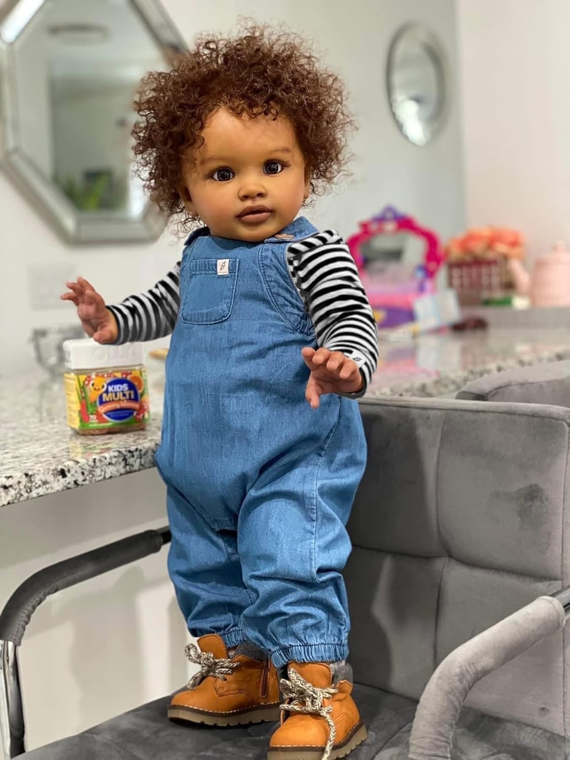 26in Large Toddler Baby Doll Realistic Black Girl Poseable Soft Body