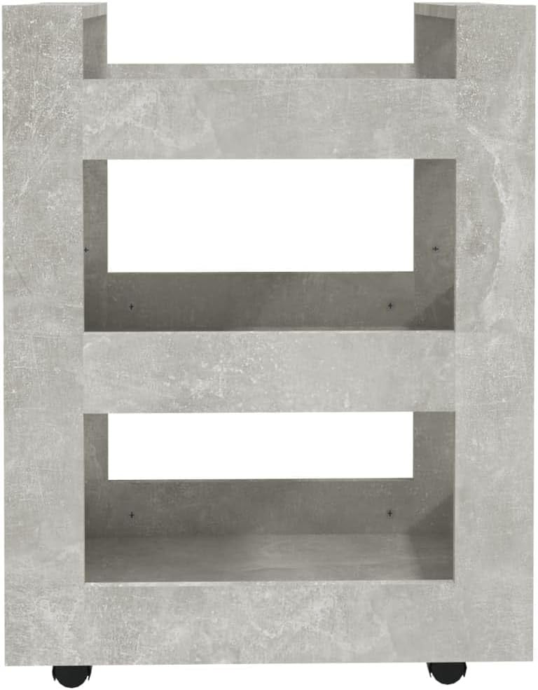 Concrete Grey Rolling Kitchen Trolley 3 Shelf Storage Cart