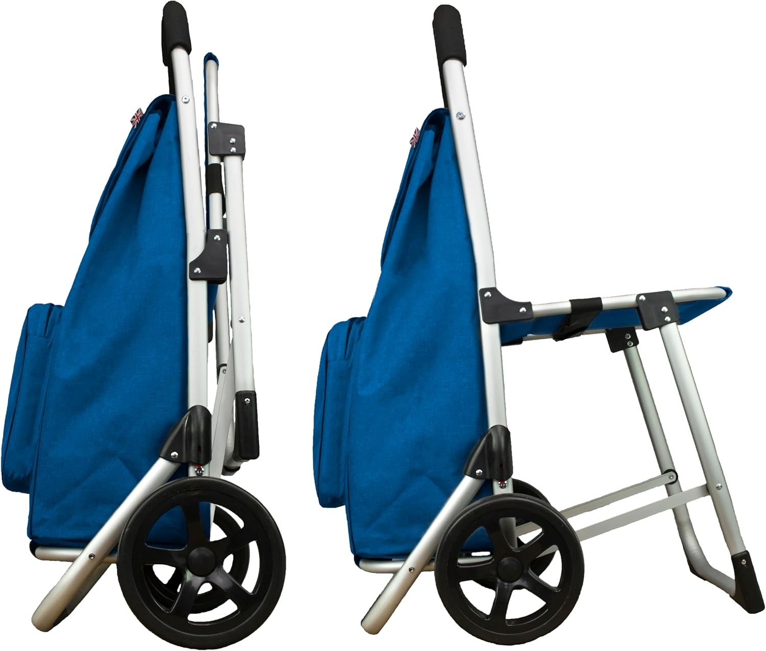 Aluminium Shopping Trolley with Seat Lightweight Foldable Wheeled Cart