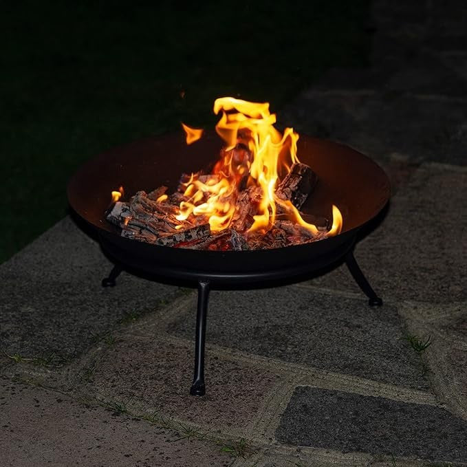 Outdoor Cast Iron Fire Pit BBQ Grill Bowl Garden Heating & Camping 45cm