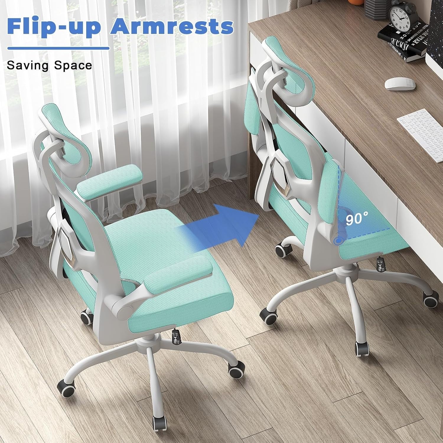 Ergonomic Mesh Office Chair Tall Adjustable Headrest Back Support Flip-up Armres