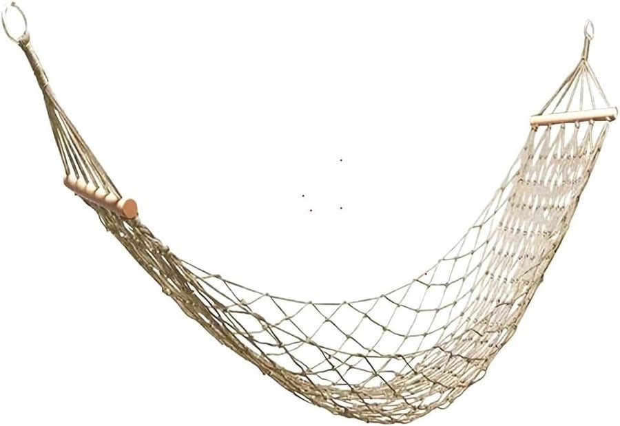 Cotton Rope Hammock with Wood Spreader | Indoor Outdoor Garden Swing