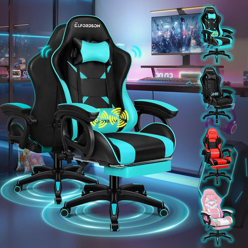 Ergonomic Gaming Chair Recliner Faux Leather Home Office Desk Swivel W/ Lumbar
