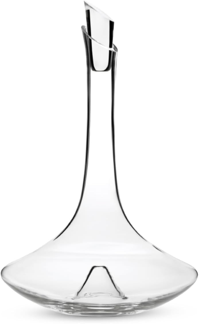 Handblown Glass Wine Decanter 1.5L Aerator Elegant Wide-Base Carafe Gift