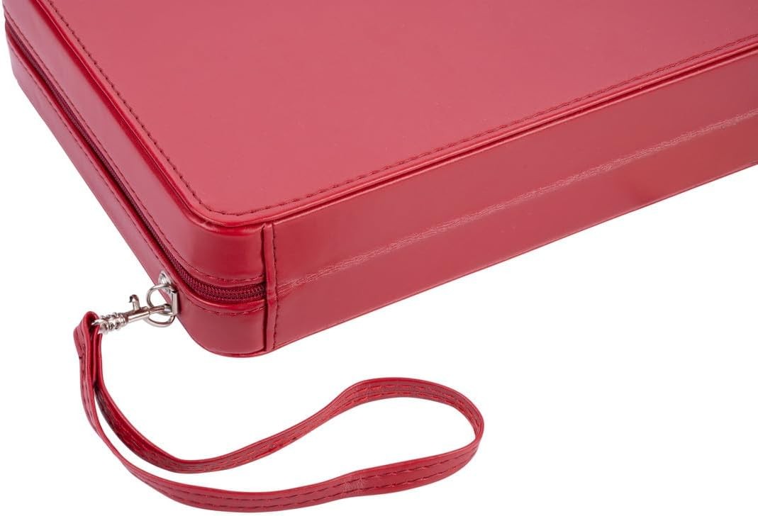 Travel Backgammon Set 9in Deluxe Faux Leather Zip Case Portable Board Game