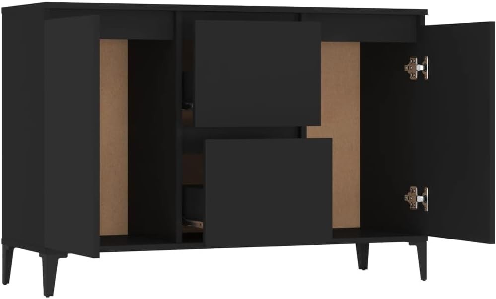 Black Industrial Sideboard Cabinet 2 Doors 2 Drawers Spacious Storage Unit