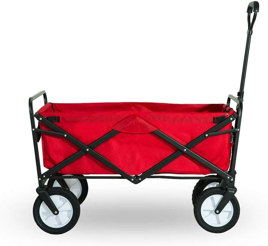 Red Heavy Duty 150kg Folding Camping Wagon Garden Festival Trolley Collapsible