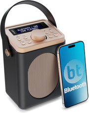 Portable DAB+ FM Radio Bluetooth | 15H Battery | Dual Alarm Black
