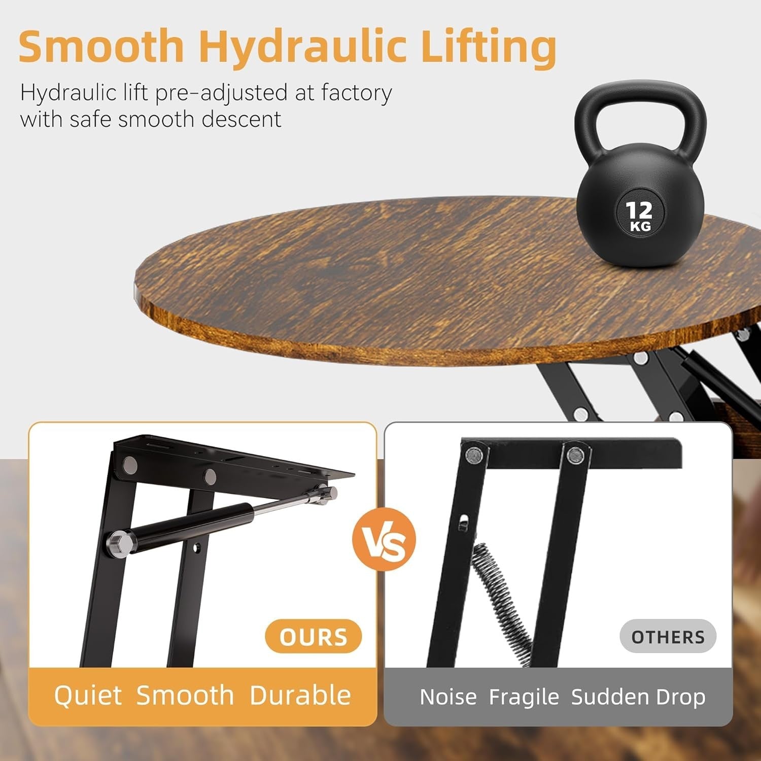 Round Nesting Coffee Table Set Lift Top Storage Wood Rustic Brown Easy Assembly