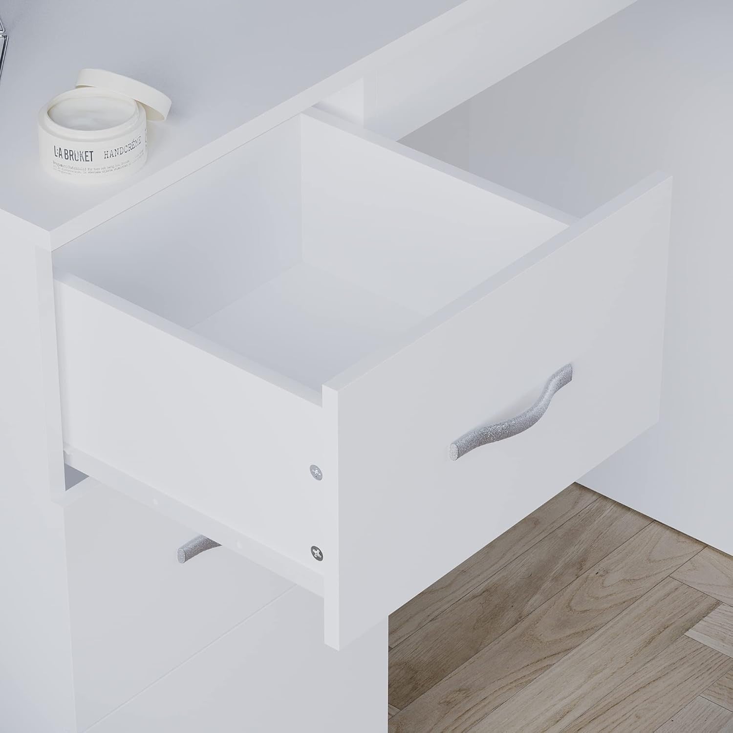 Modern White Dressing Table Desk Vanity 3 Drawers Bedroom Makeup Storage Unit