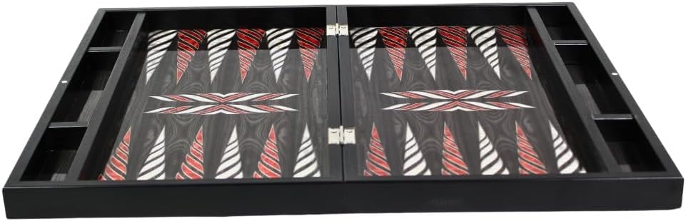 23 Inch Wooden Backgammon Set Luxury Black Design Large Classic Board Game