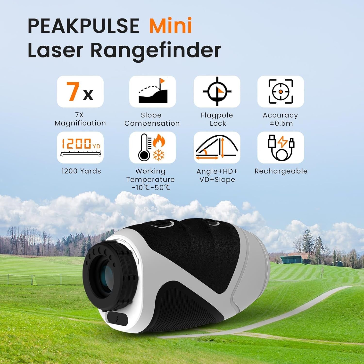 Golf Rangefinder 1200 Yards Slope Flag Lock Vibration HD LCD Rechargeable