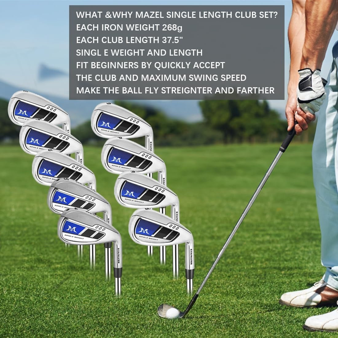 Single Length Iron Set 4-SW Right Hand Stiff Flex Forgiving 37.5”