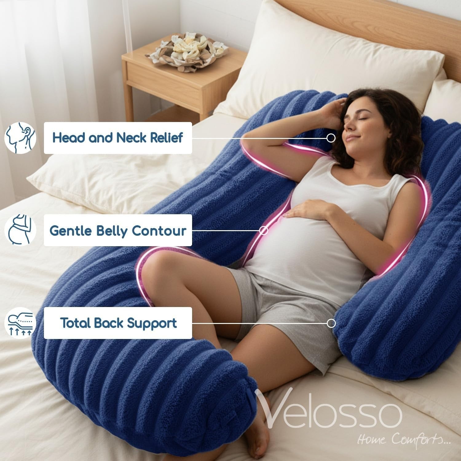 52" Pregnancy Body Pillow Full Length Faux Fur Side Sleeper Support