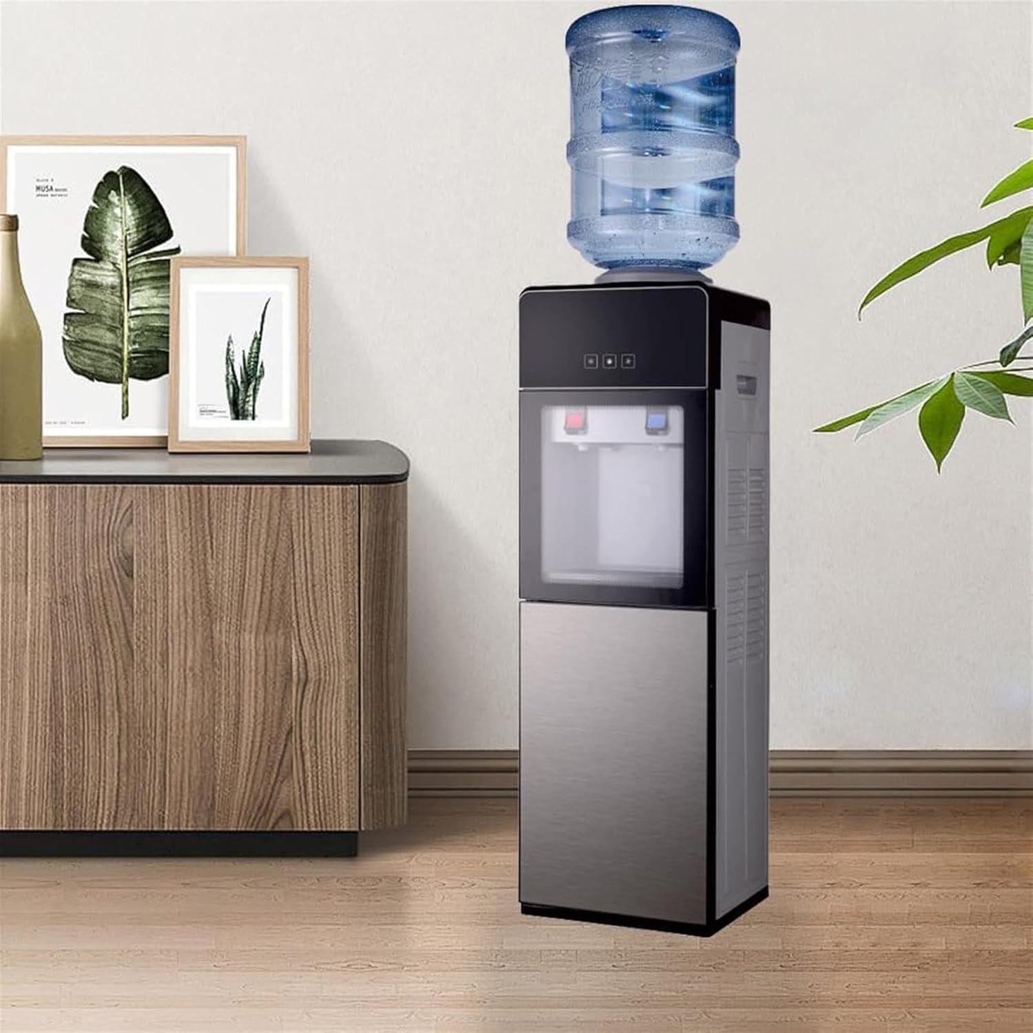 Water Cooler Dispenser Hot Cold Top Loading Child Lock Storage Cabinet
