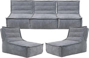 5pc Grey Cord Bean Bag Sofa Set | Large Lounge Chair Seating for Adults