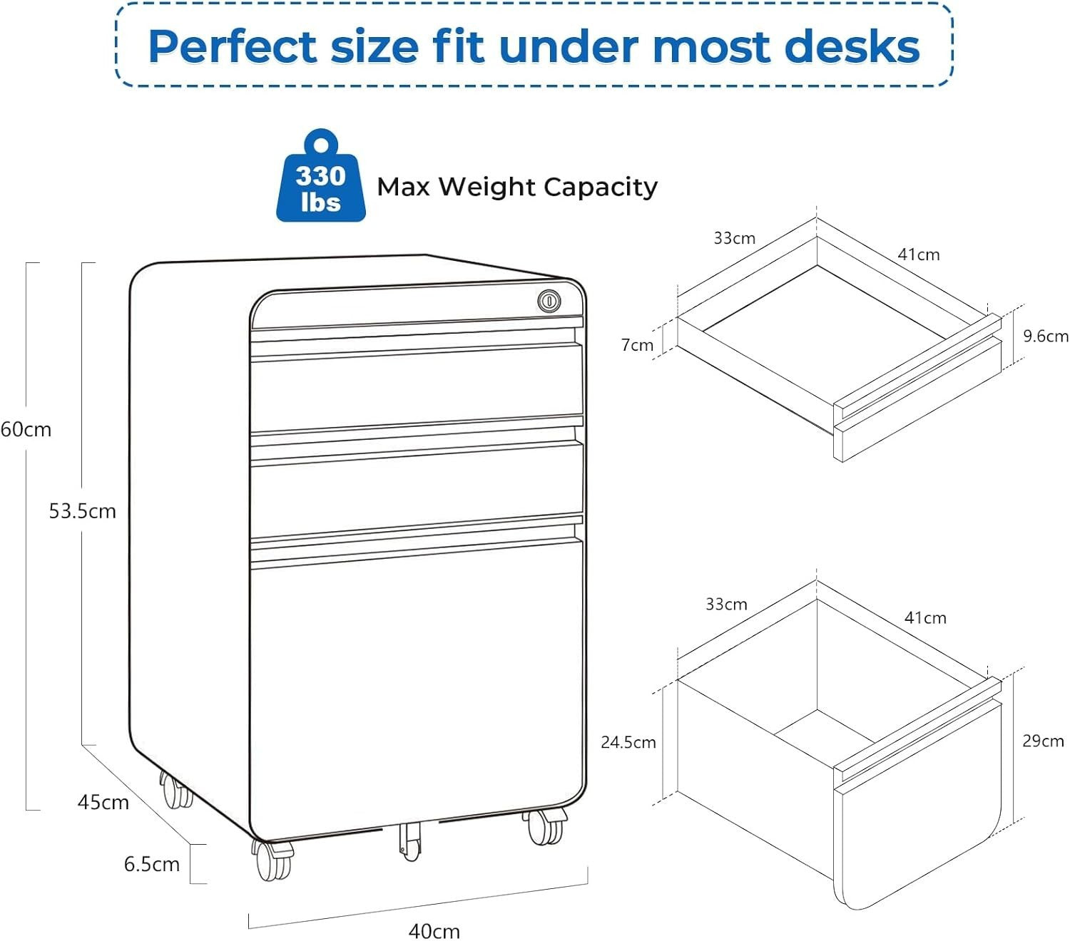 Orange Lockable Metal Filing Cabinet 3 Drawer A4 Anti Tilt on Wheels