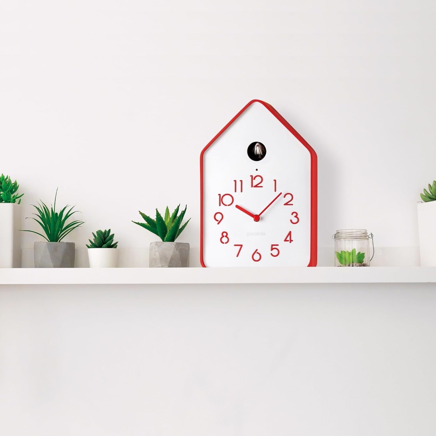 Modern Red Cuckoo Wall Clock with Silent Pendulum, Home & Gift Decor
