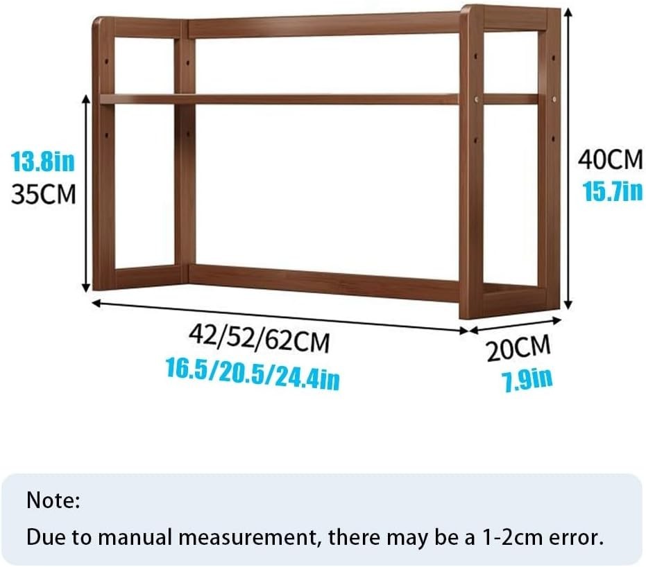 Adjustable Bamboo Desktop Bookshelf 2-Tier Desk Hutch Organizer Rack 62cm