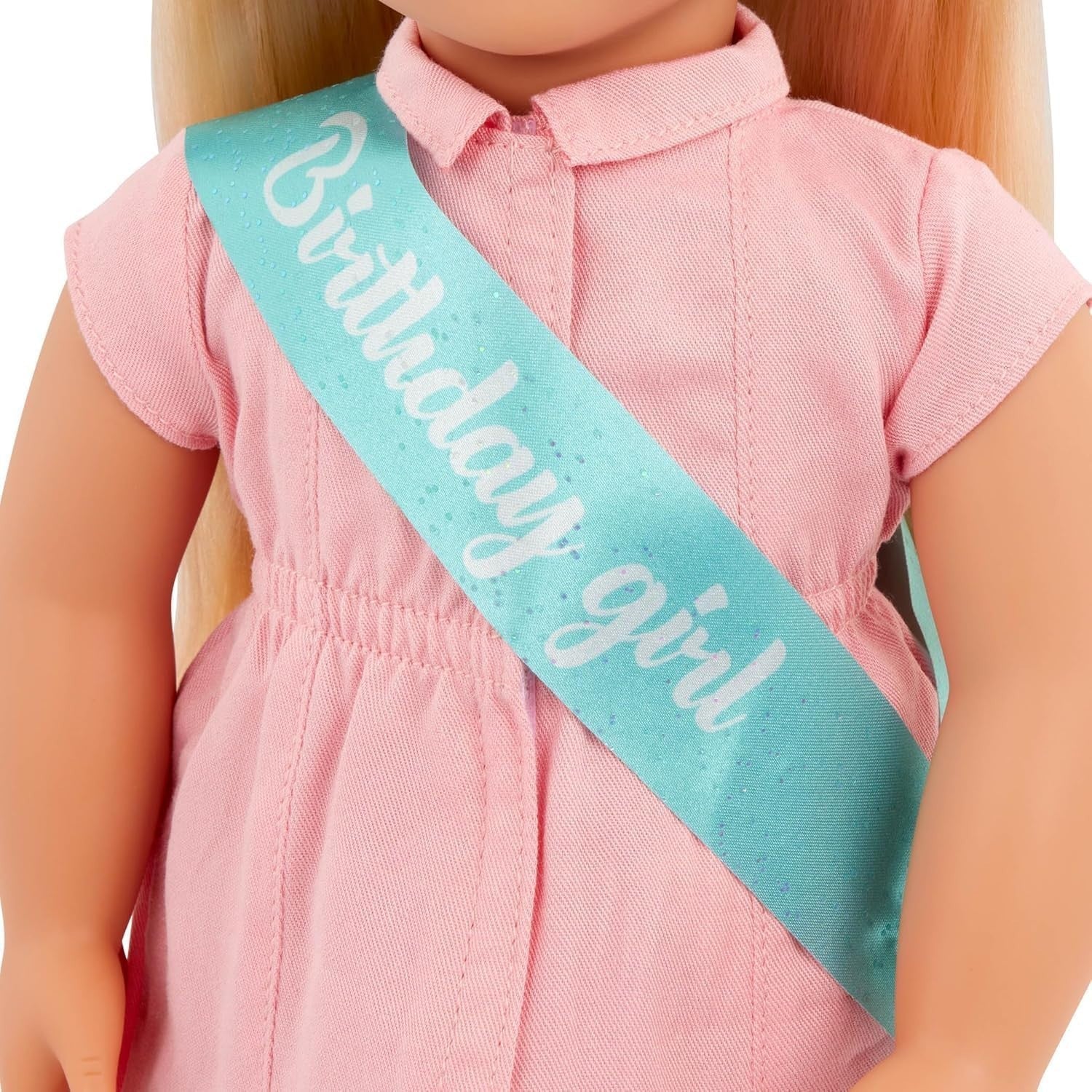 18in Birthday Doll Blue Eyes Blonde Hair Party Dress Balloons Gift