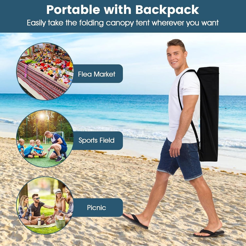 3x3M Gray Pop-Up Canopy Tent UPF50+ Sunshade Outdoor Party Gazebo