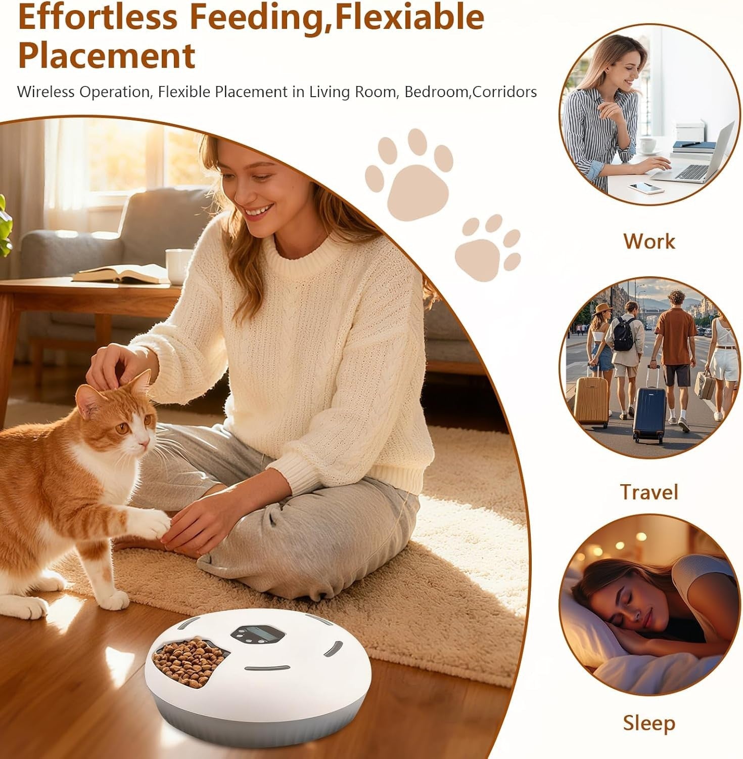 Automatic Cat Feeder Wet Dry Food Timer 6 Portion Pet Food Dispenser