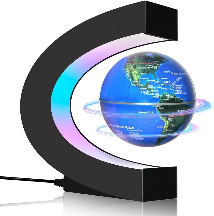 Magnetic Levitating Globe Black LED Floating Desk Night Light Tech Decor