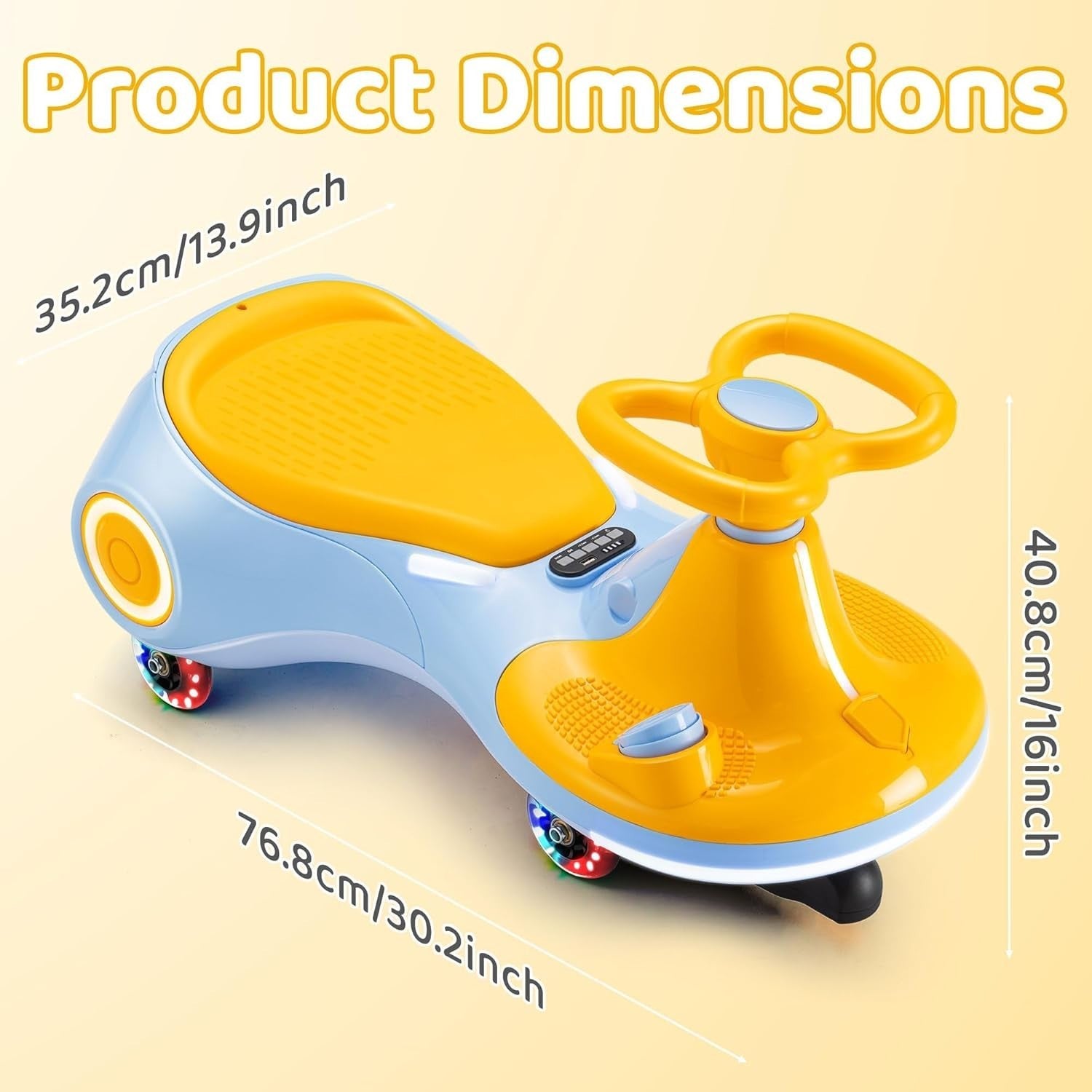 12V Kids Electric Wiggle Car Ride On Toy LED Wheels Music 70kg Blue