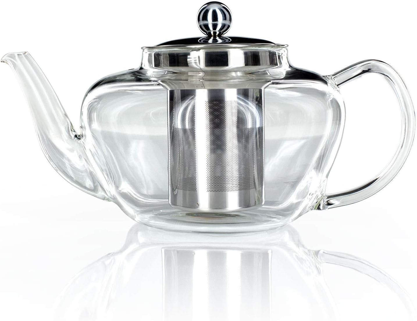 Glass Teapot 1L Loose Leaf Tea Pot Stainless Steel Infuser & Lid