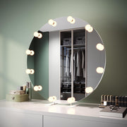 80cm Round Hollywood Vanity Mirror with 12 Dimmable LED Bulbs & Touch Control