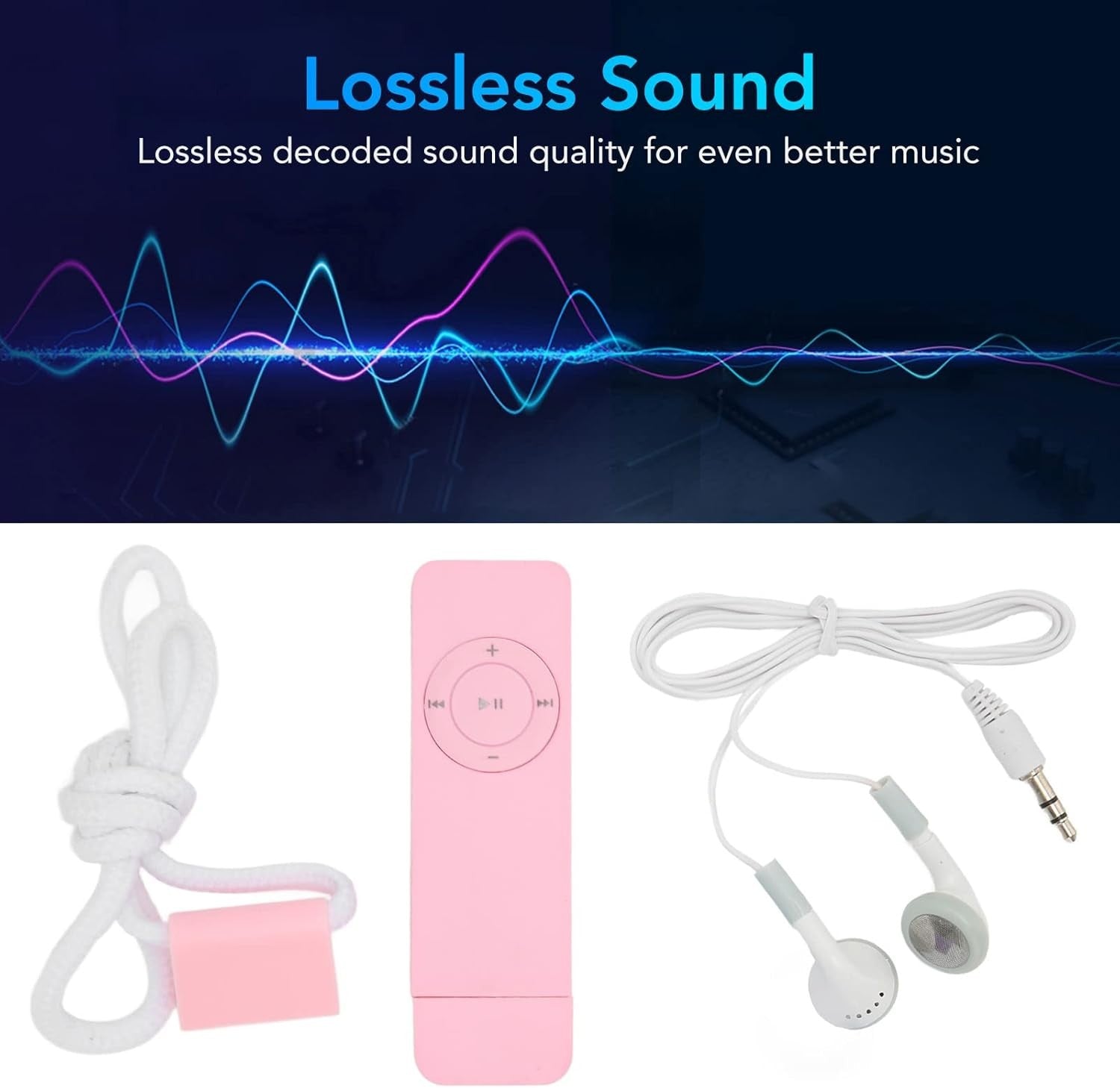 USB MP3 Player Stick HiFi Lossless 64GB Portable Pink