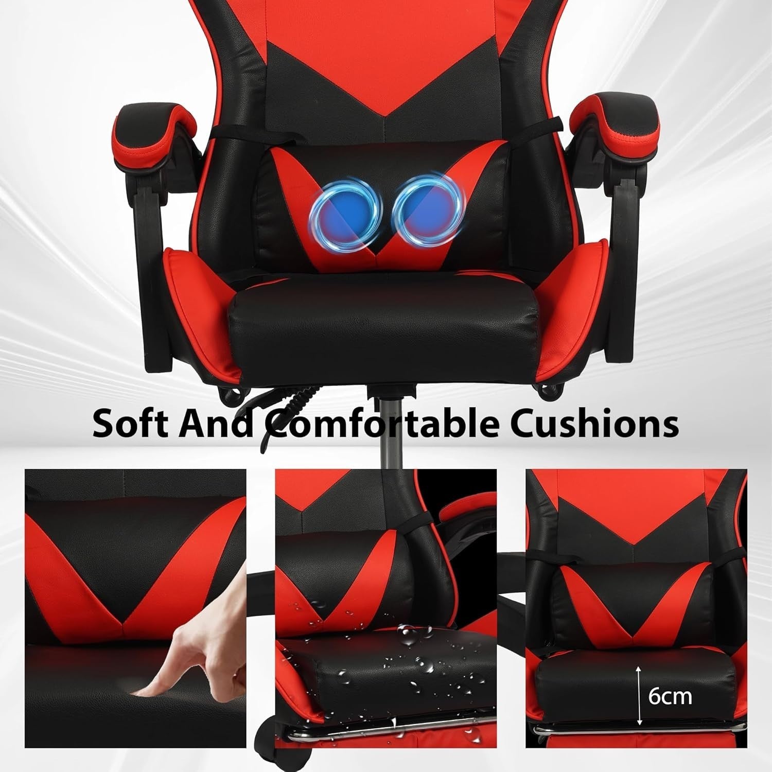 Ergonomic Gaming Chair w/ Massage High Back Faux Leather Office Desk Swivel