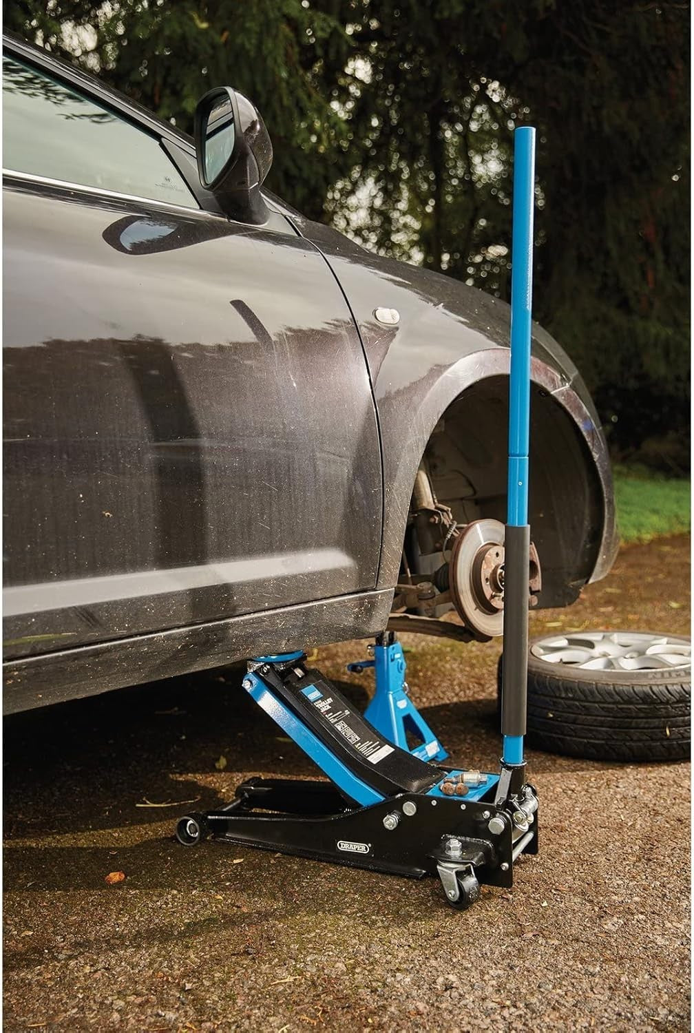 3 Ton Low Profile Trolley Jack 75–505 mm Heavy Duty Car Lift Blue/Black