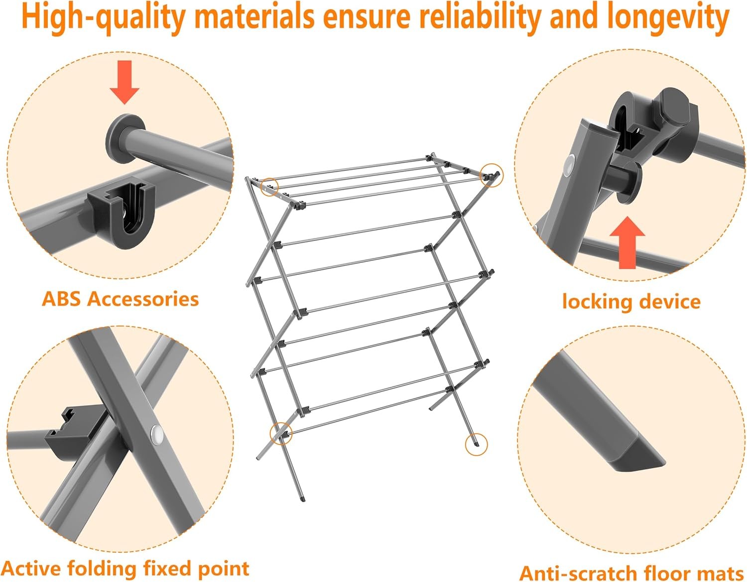 3 Tier Foldable Clothes Airer Heavy Duty Laundry Drying Rack Indoor Outdoor
