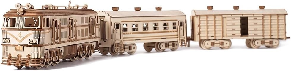 2313PCS 3D Wooden Train Puzzle Kit with Electric Drive – Large DIY Model